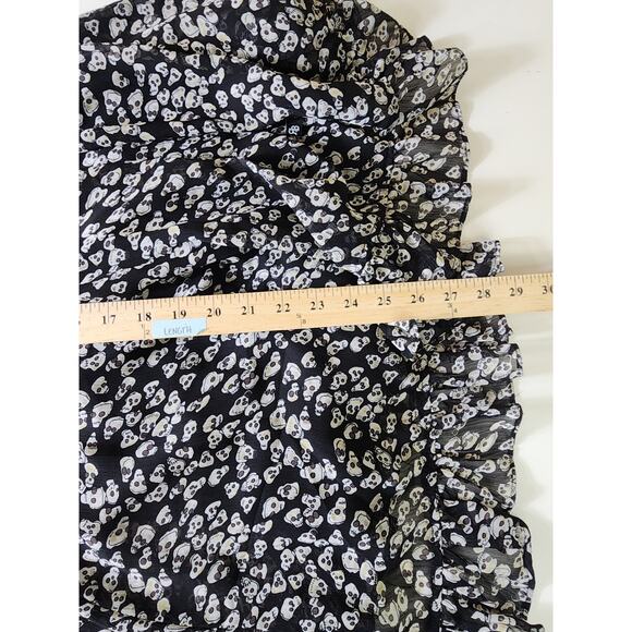 ROYAL BONES by Daang Tripp Black Ruffle White Skull Goth Emo Mini Dress SZ L - Picture 8 of 9